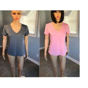 2 PACK V-Neck Activewear T-Shirts Small New